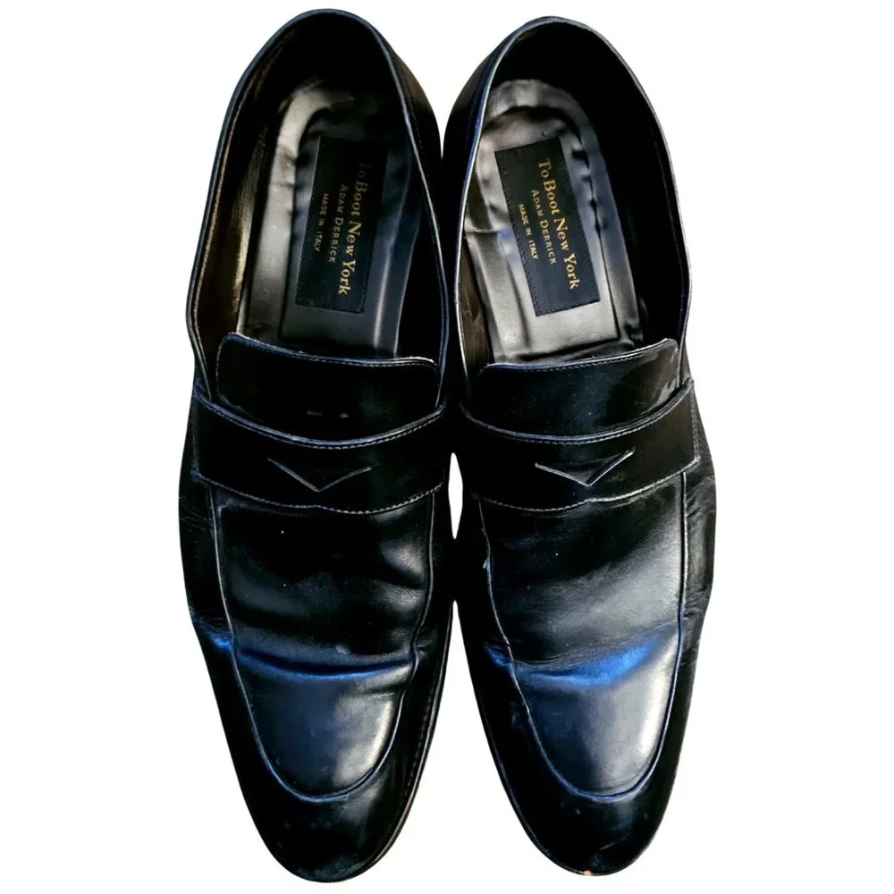To Boot New York Black Leather Loafers By Adam Derrick Size 13 Made In Italy